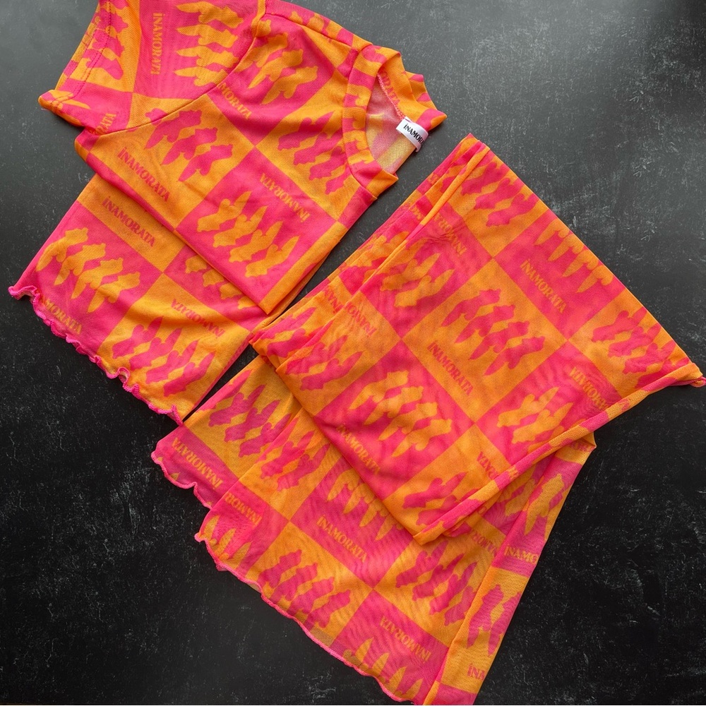 Inamorata Pink Saffron Check Coverup Set in Size M